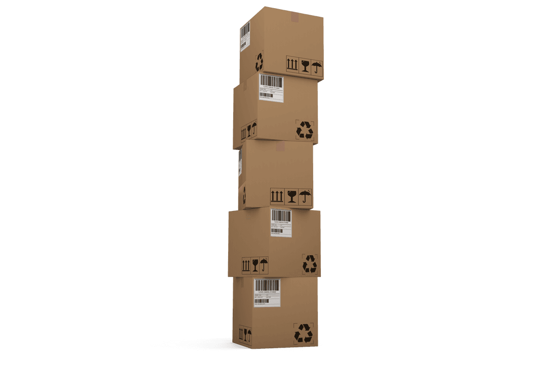Stack of Transparent Empty Cardboard Boxes with Barcodes - Download Free Stock Images Pikwizard.com