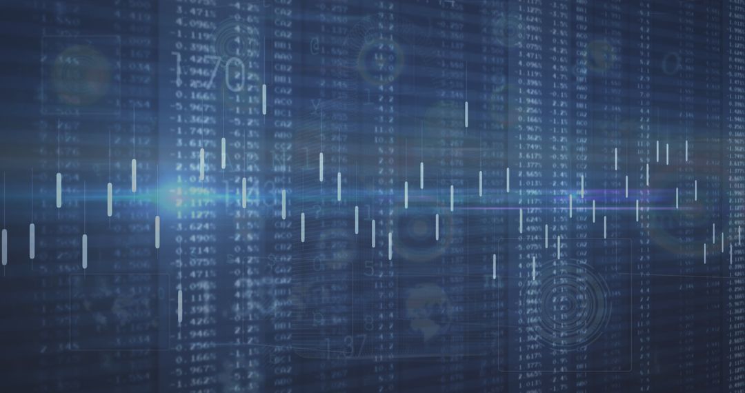 Digital Graph and Data Processing Overlay with Blue Light