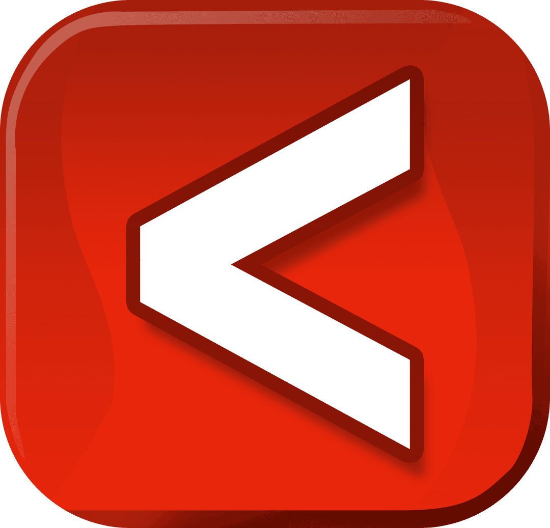 Transparent Red Button with Less Than Symbol Illustration