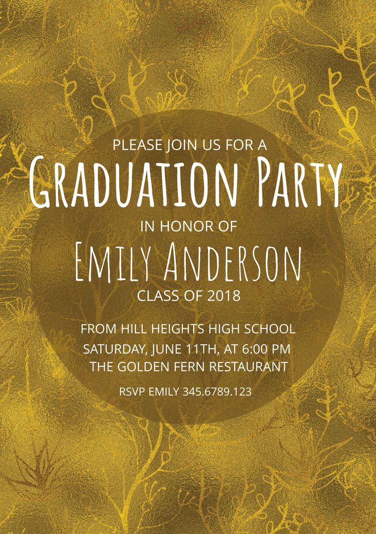 Elegant Graduation Party Invitation with Botanical Design