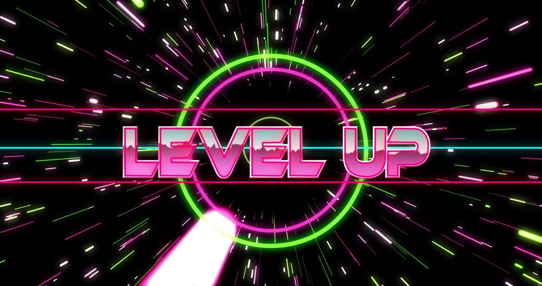 Neon Level Up Design with Retro Gaming Aesthetic