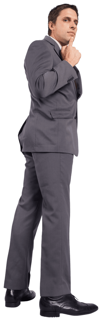 Transparent Overthinking Businessman in Suit Contemplating Decision