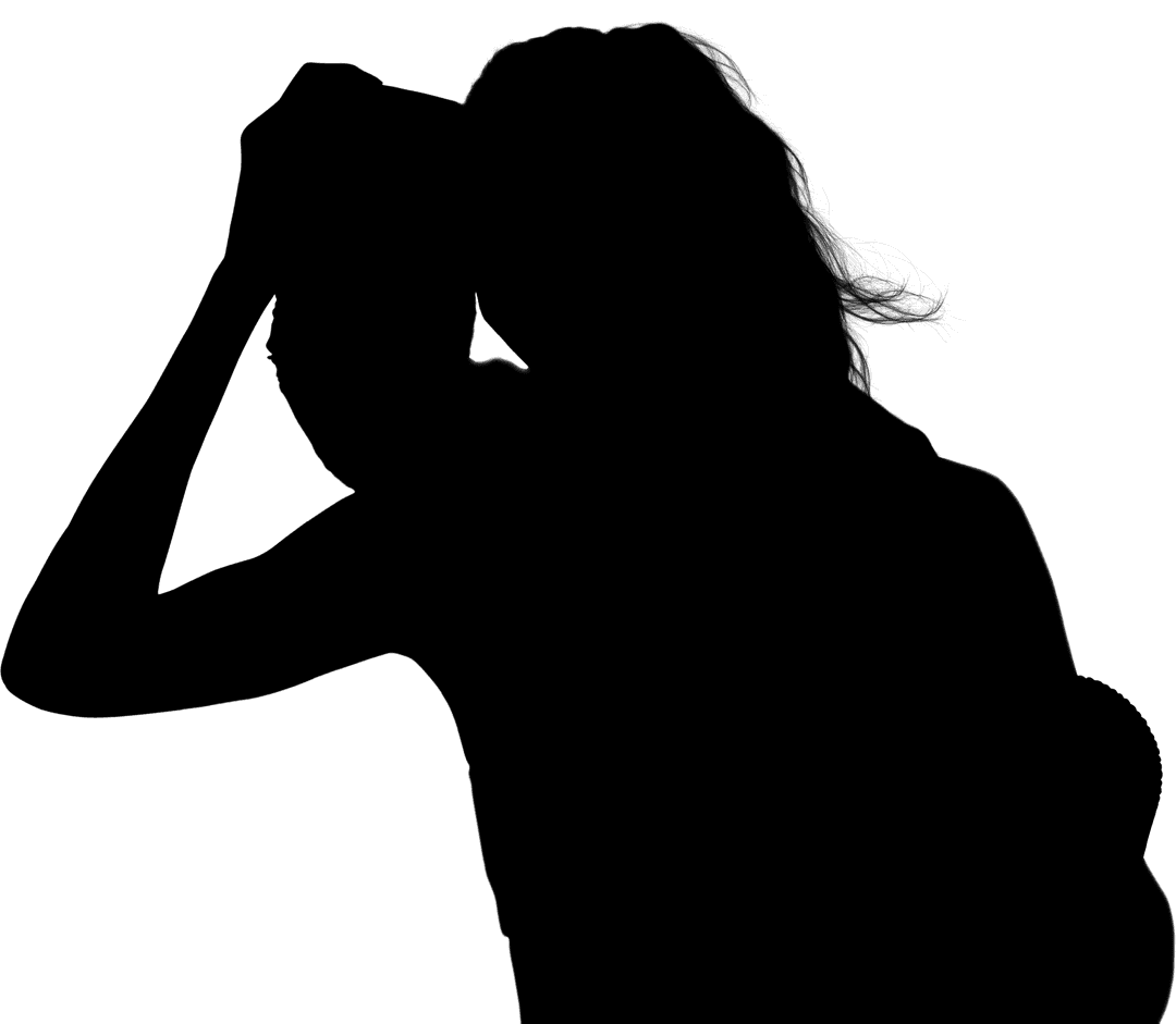 Silhouette of Woman Holding Towel on Transparent Background