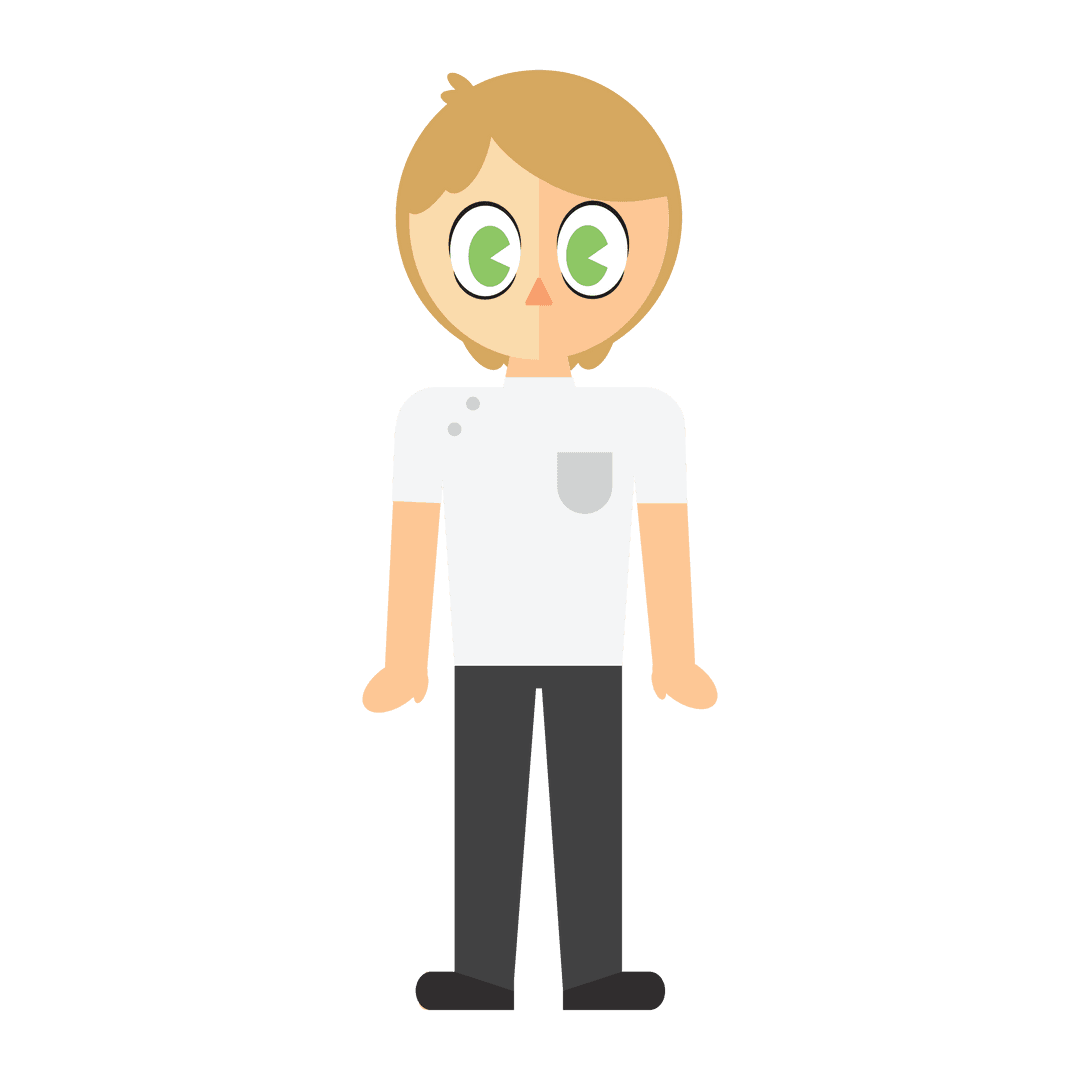 Transparent Cartoon Character of Man with Green Eyes and Blond Hair