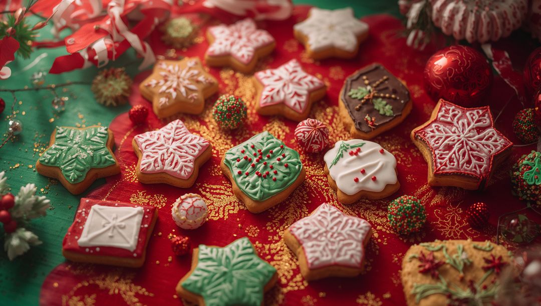 Festive Holiday Cookies with Icing and Ornament Decor