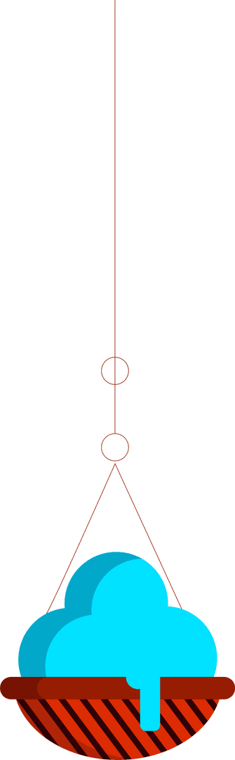 Whimsical Cyan Cloud in Floating Red Basket Transparent Vector