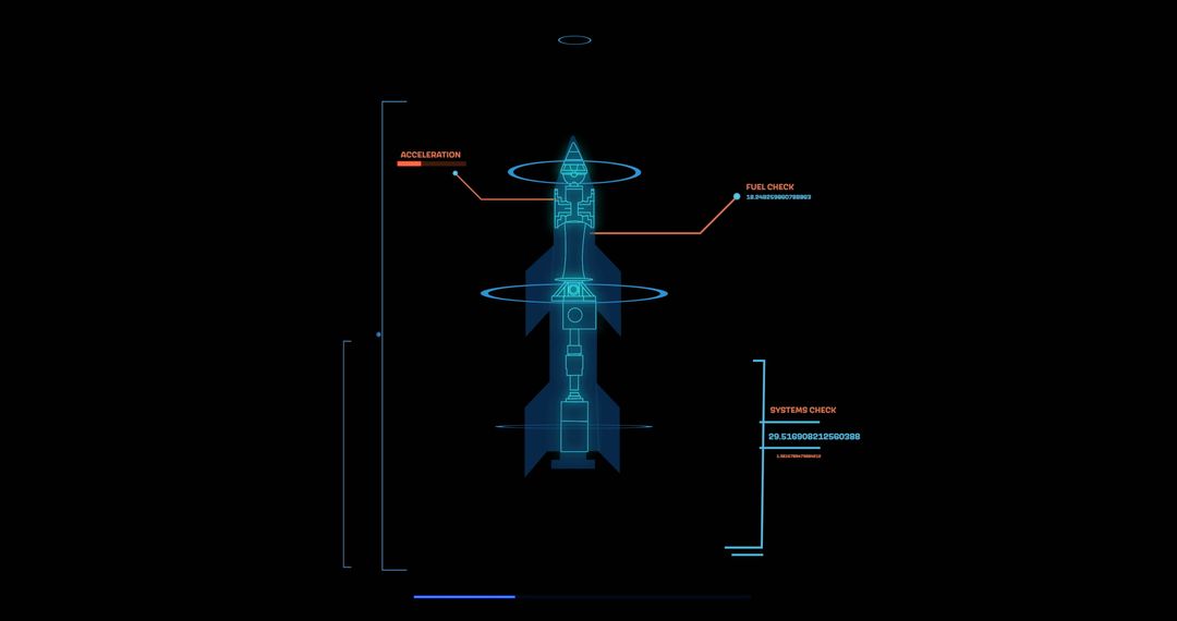 Futuristic Rocket Blueprint on Digital Interface