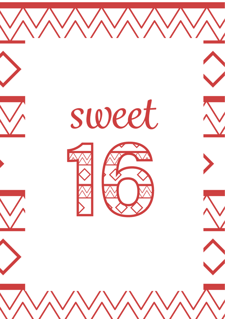 Sweet 16 Birthday Celebration Frame Red Transparent Design