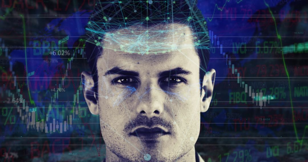 Technology and Finance Interface with Digital Overlays