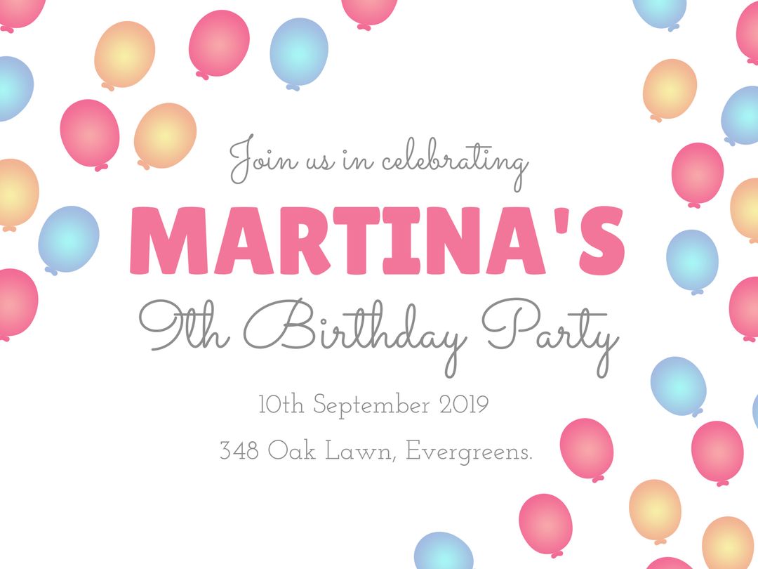 Vibrant Birthday Party Invitation with Colourful Balloons Frame