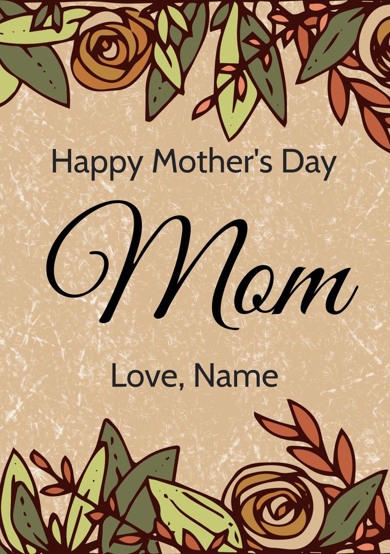 Floral Mother's Day Card Template with Editable Text - Download Free Stock Templates Pikwizard.com