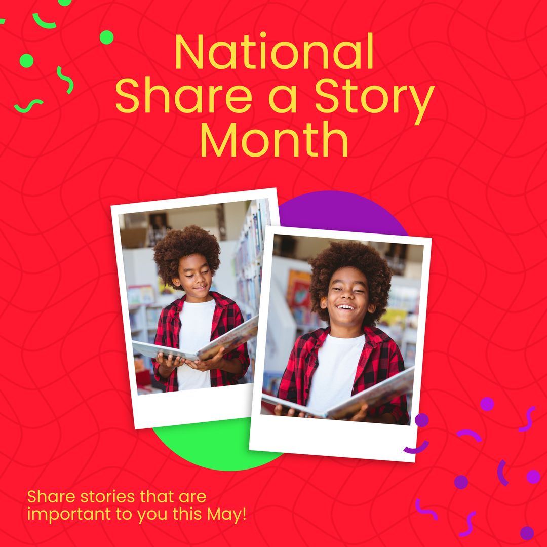 Happy Boy Enjoying a Book for National Share a Story Month