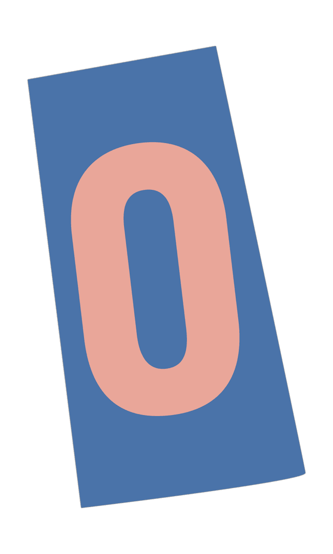 Peach Zero with Blue Rectangular Backdrop on Transparent Design
