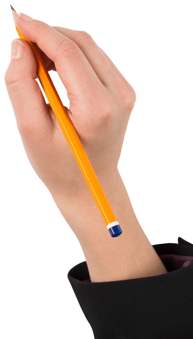 Transparent Hand Writing with Pencil on Isolated Background