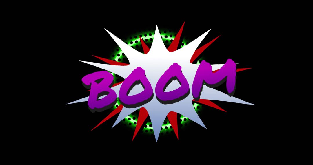 Vibrant Comic Style BOOM Text with Neon Effect