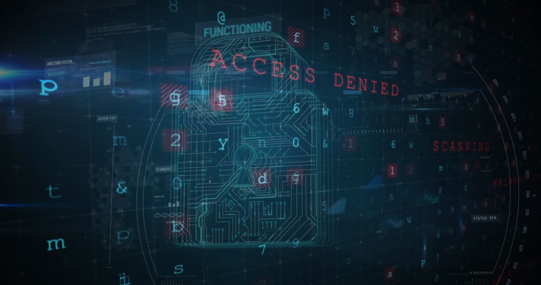 Digital security lock interface with access denied notification