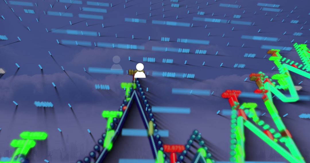 Digital Financial Data Overlaying Futuristic Cityscape