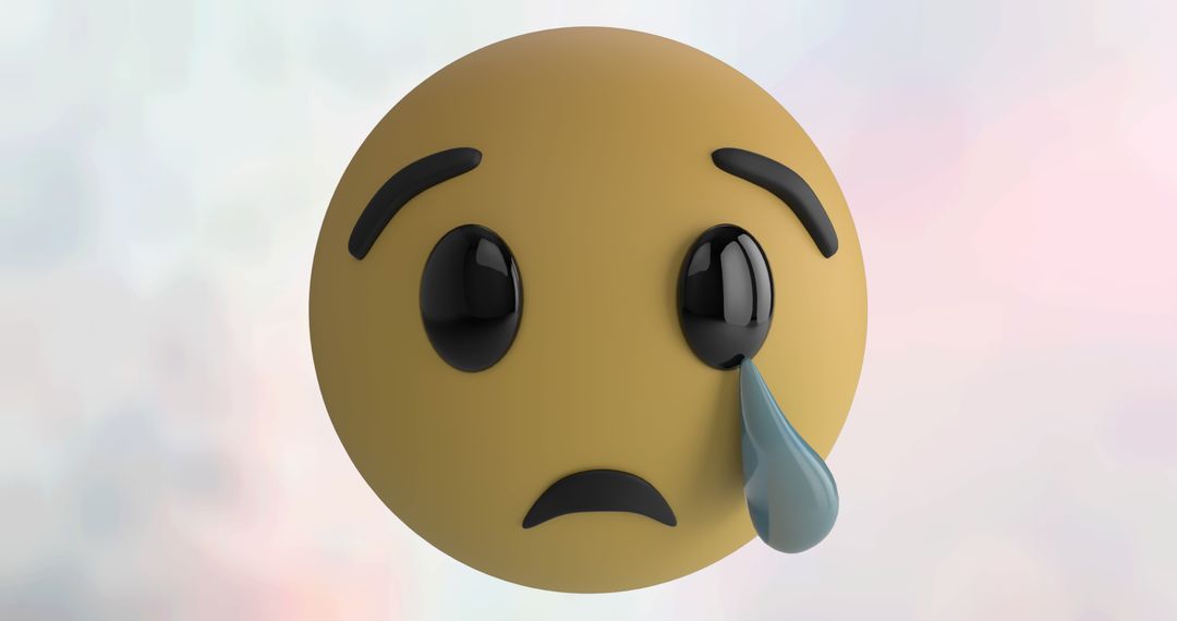 Crying Emoji Over Subtle Cloud Background