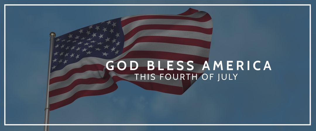 Waving american flag with fourth of july greeting