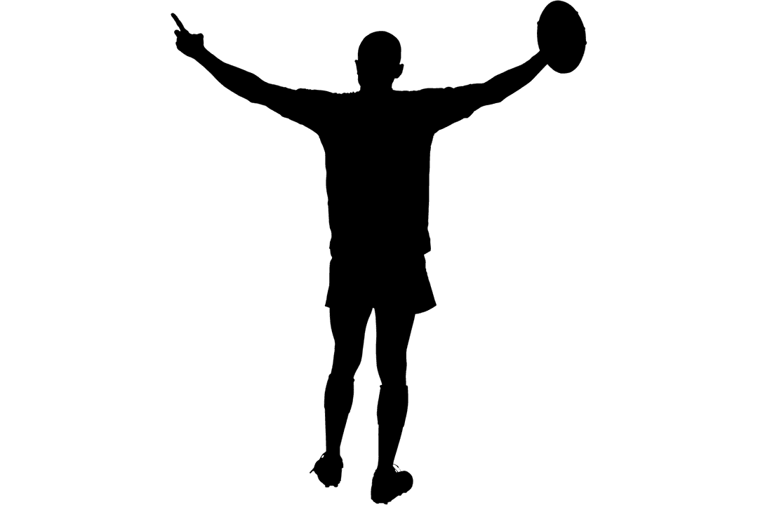 Transparent Silhouette of a Rugby Player in Action