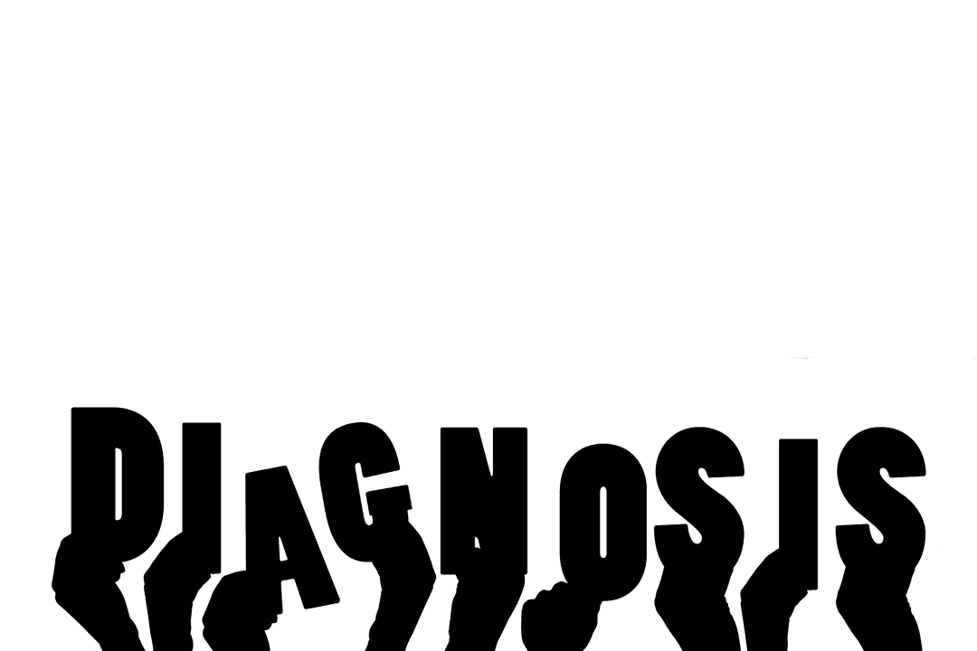 Healthcare Diagnosis Text with Transparent Hands Illustration