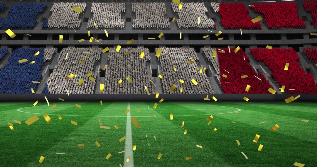 Golden Confetti Raining Down at France Flag Stadium
