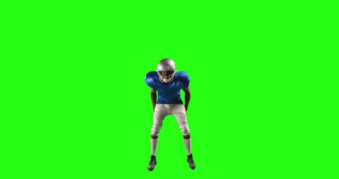 American Football Player in Blue Jersey on Green Screen Background - Free Images, Stock Photos and Pictures on Pikwizard.com