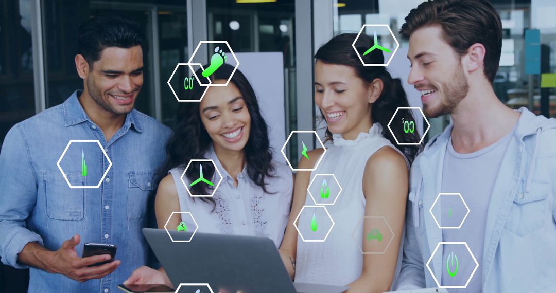 Diverse Team Embracing Digital Ecology Concepts Collaboratively