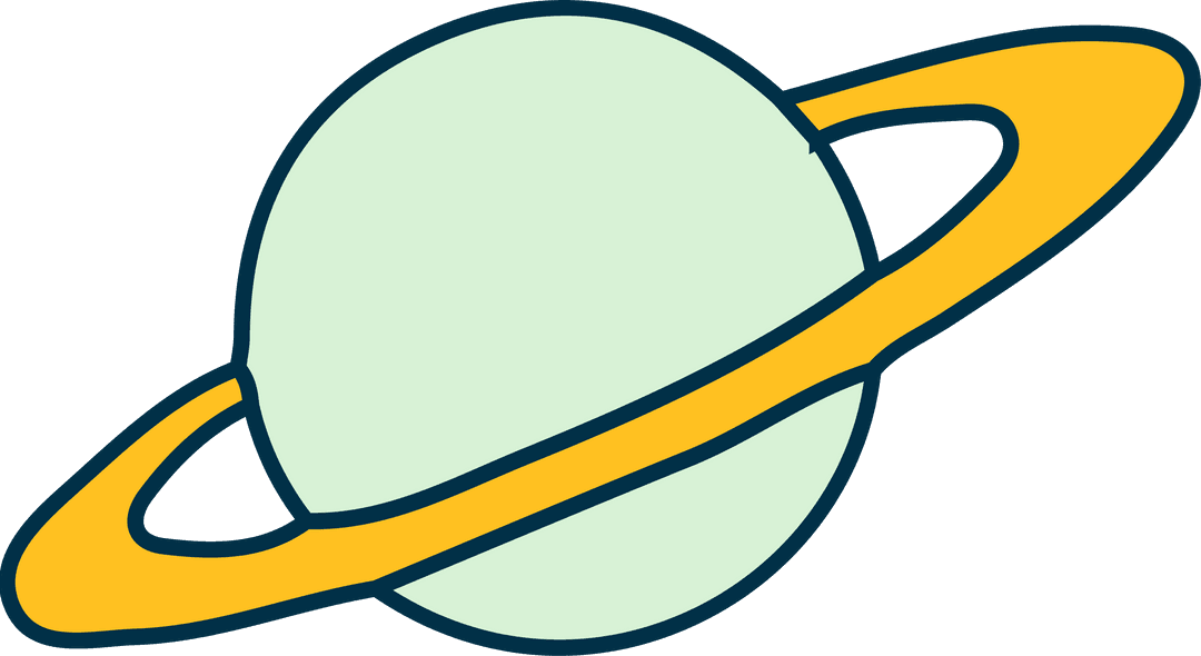 Mint Green Planet with Golden Ring on Transparent Background