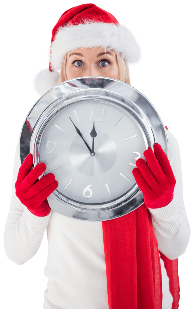 Festive Santa Behind Transparent Holiday Clock