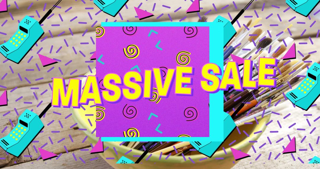 Retro Style Massive Sale Banner With Artistic Design Elements