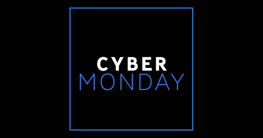 Cyber Monday Screen with Modern Blue and White Text Design