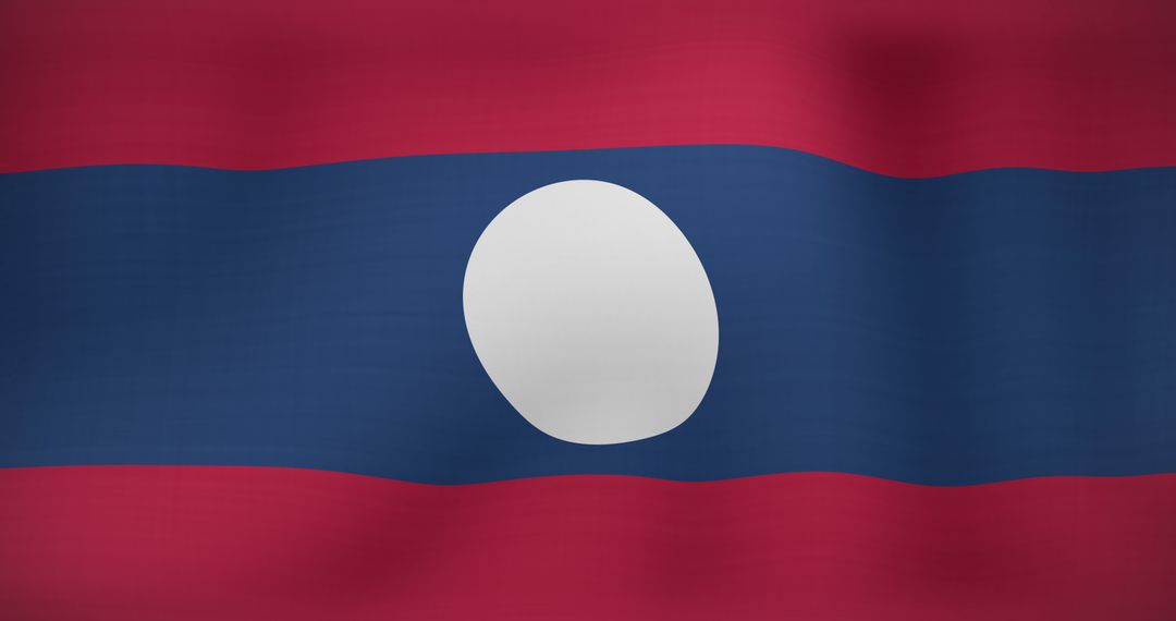 Waving Flag of Laos with Circular Emblem