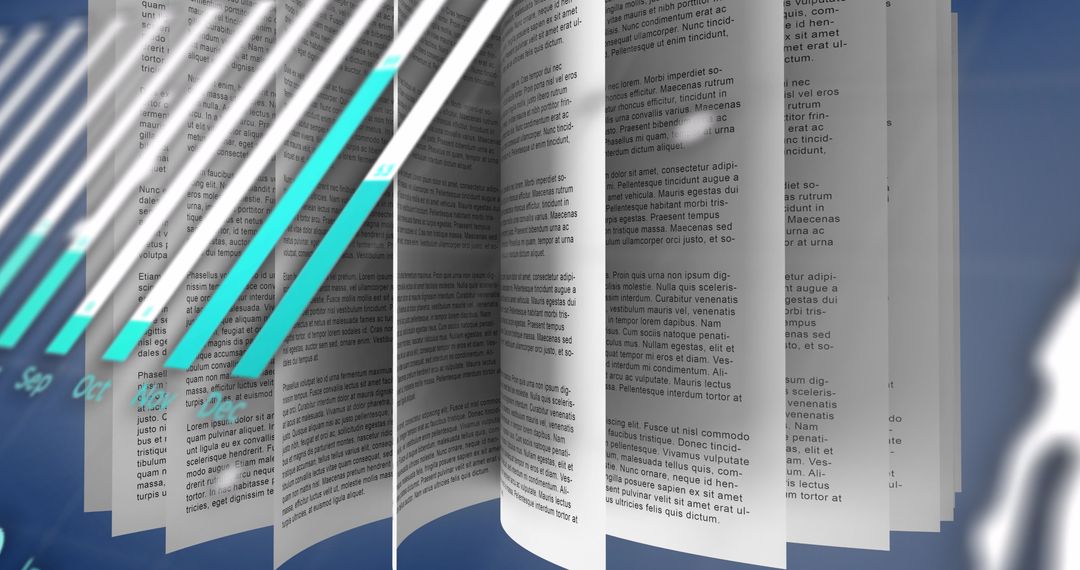 Financial Graphs Overlaying Open Book on Navy Background