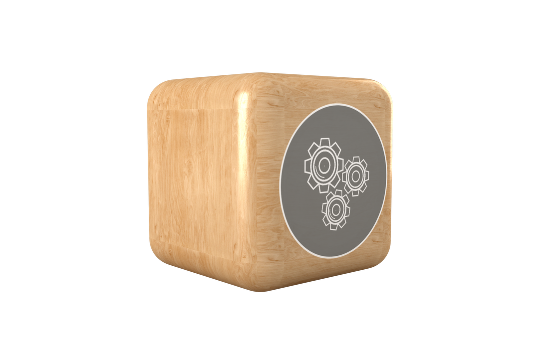 Transparent Wooden Cube with Gear Icon Symbolizing Industry - Download Free Stock Images Pikwizard.com