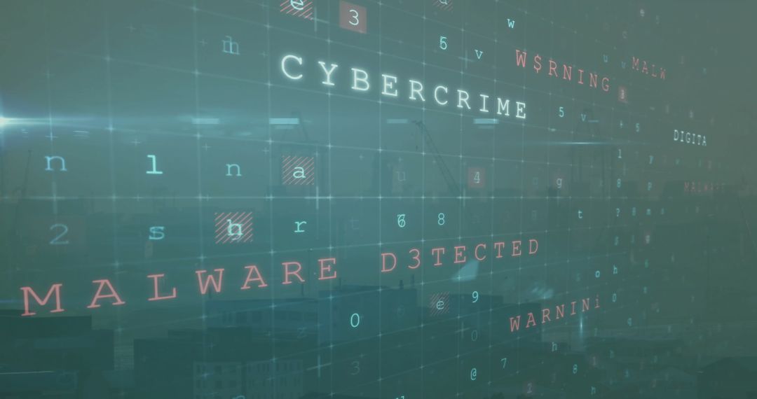 Cybersecurity Threat Displayed over Urban Cityscape