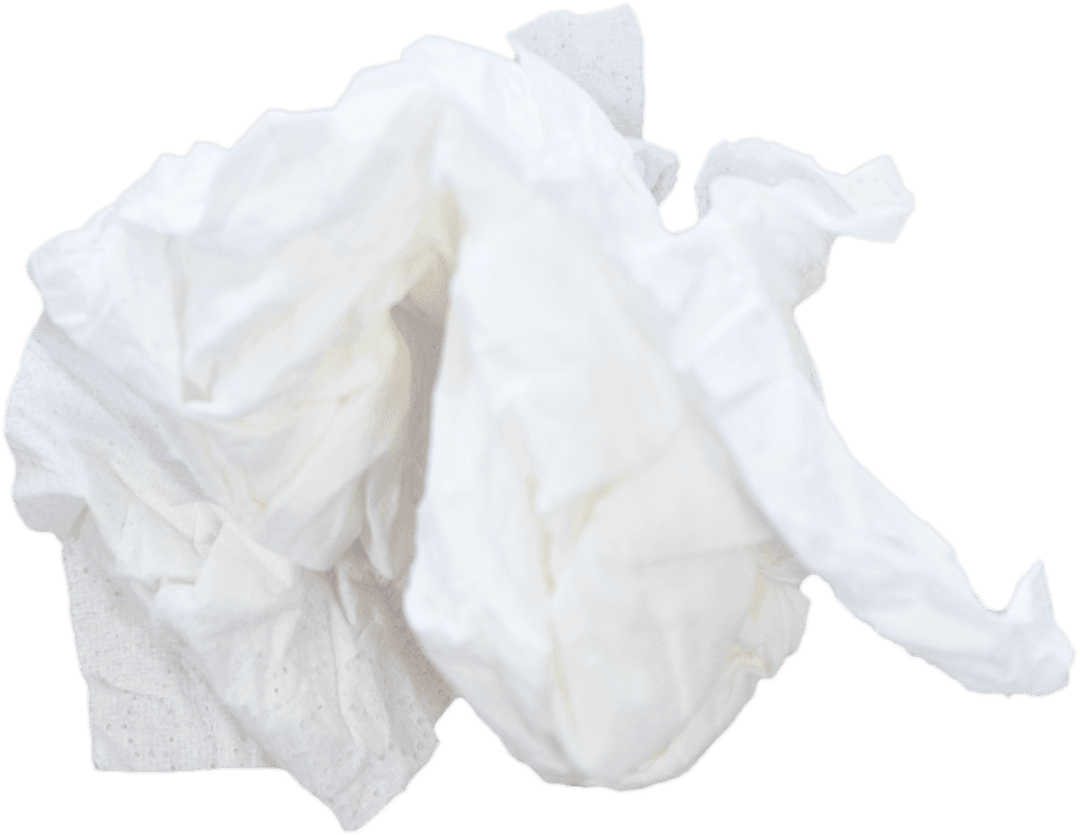 Crumpled White Paper on Transparent Background Isolated
