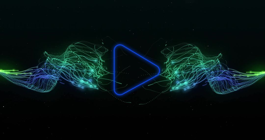 Neon Play Button with Dynamic Data Waves