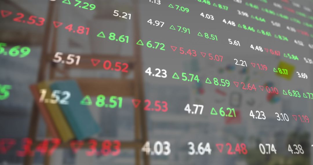 Digital Stock Market Data Displayed Over Modern Office