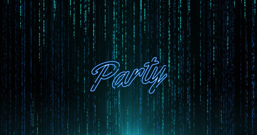 Neon Party Text with Digital Light Trails