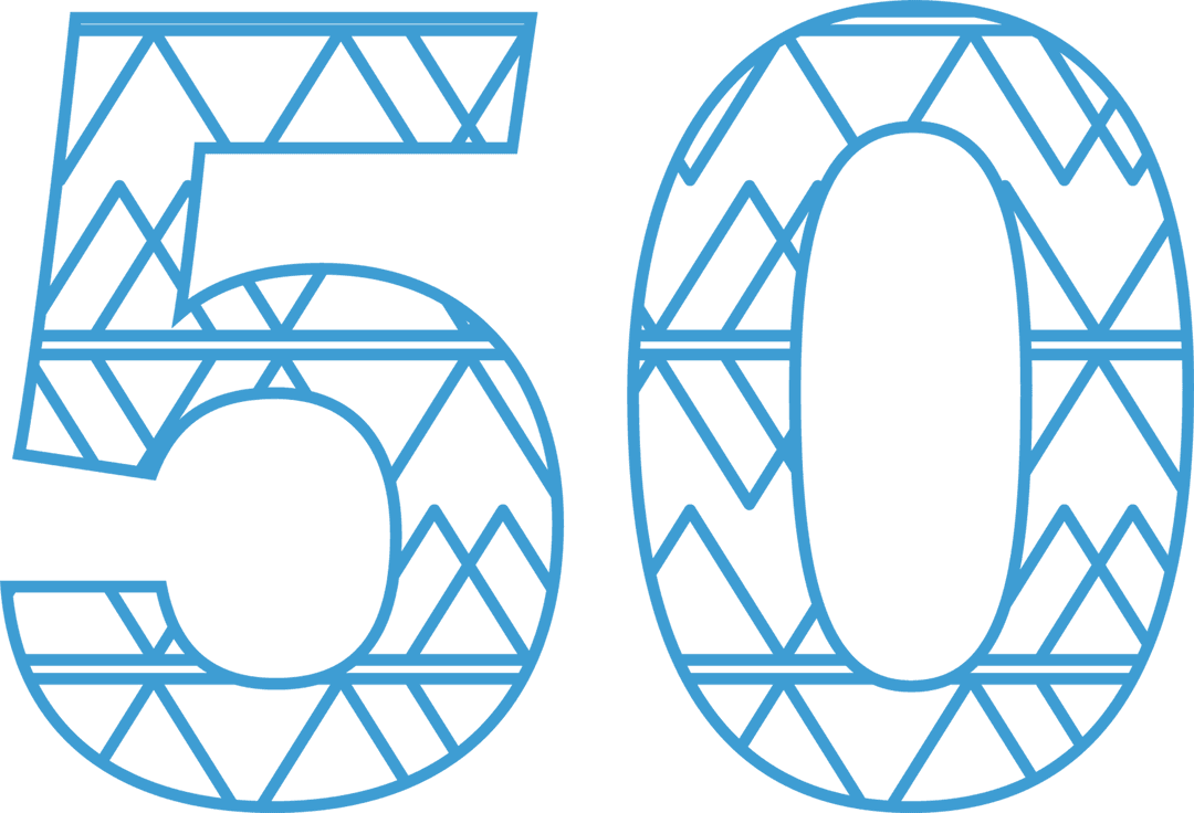 Abstract Blue Number 50 Transparent Vector Design Illustration