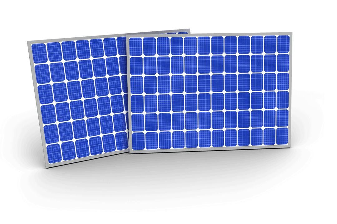 Transparent 3D Model of Blue Solar Panels with Grid Design