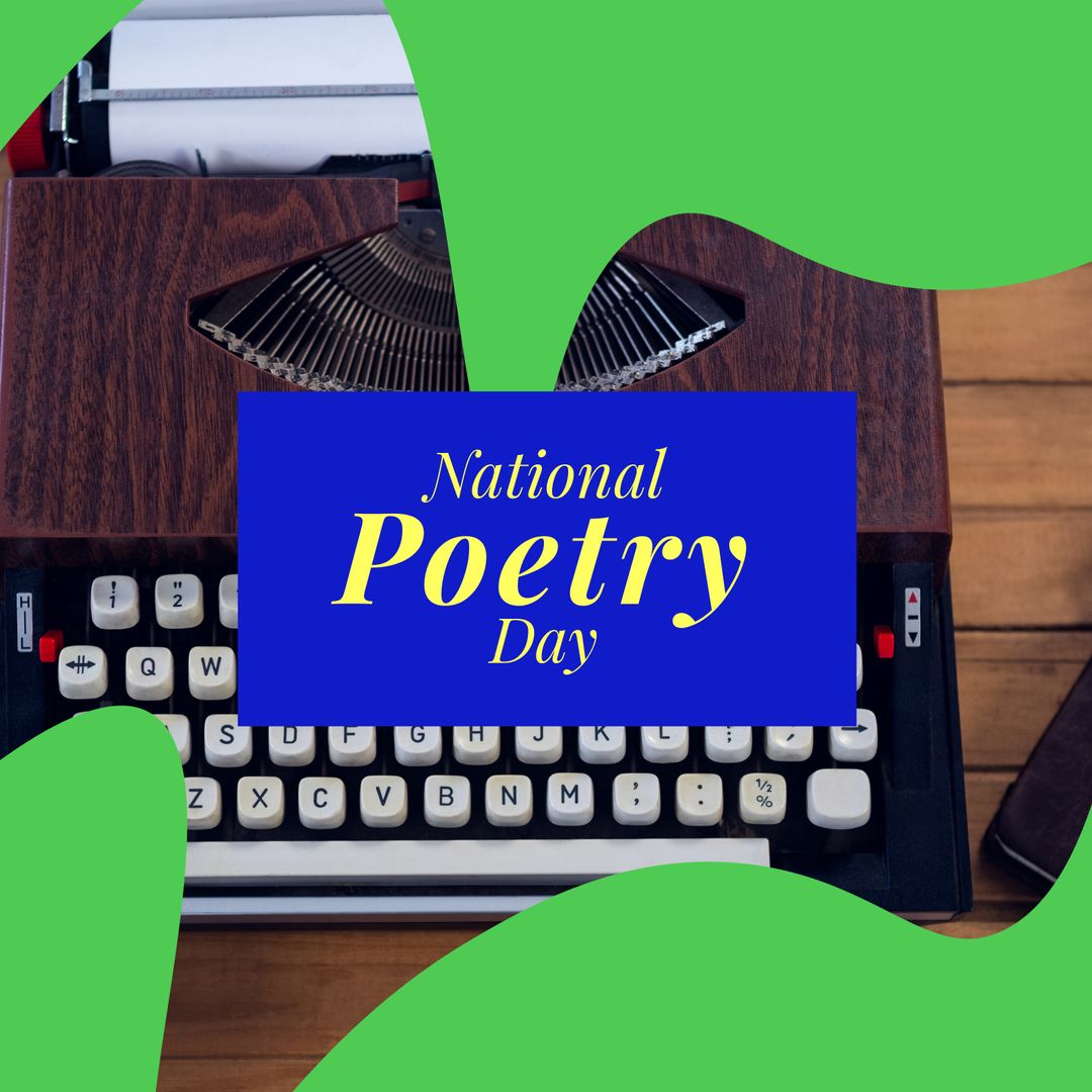 Typewriter with National Poetry Day Text Overlay