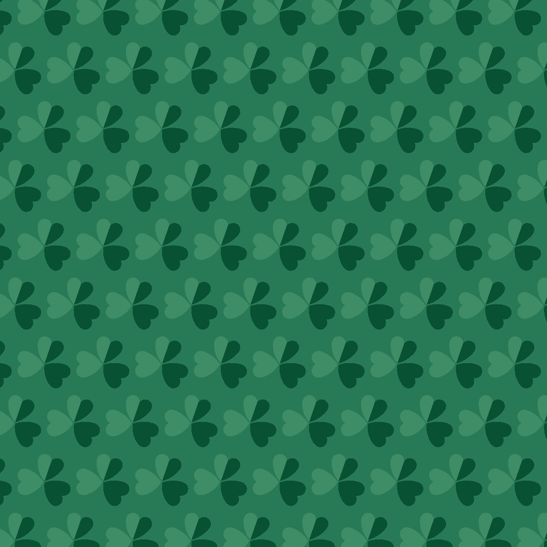 Seamless Green Clovers on Transparent Background Pattern