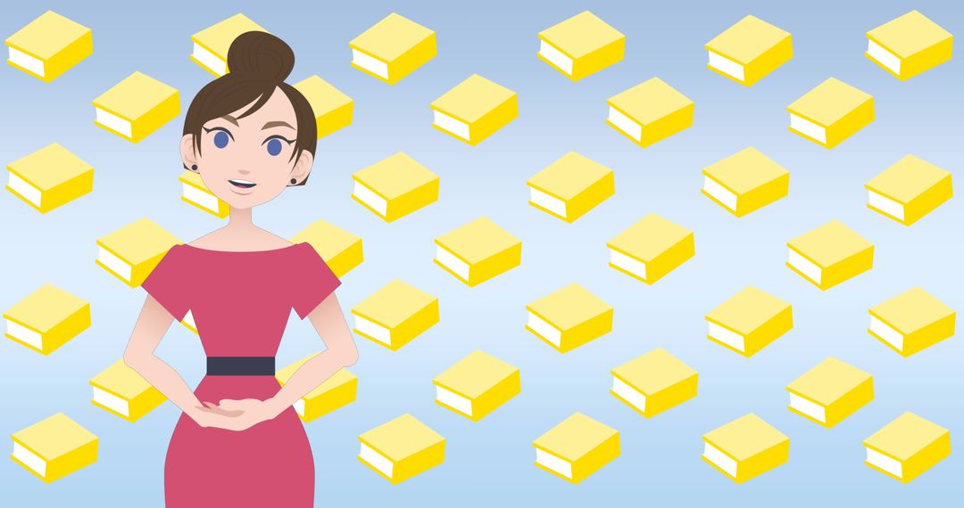 Digital Concept of Mentoring with Illustrated Woman and Books