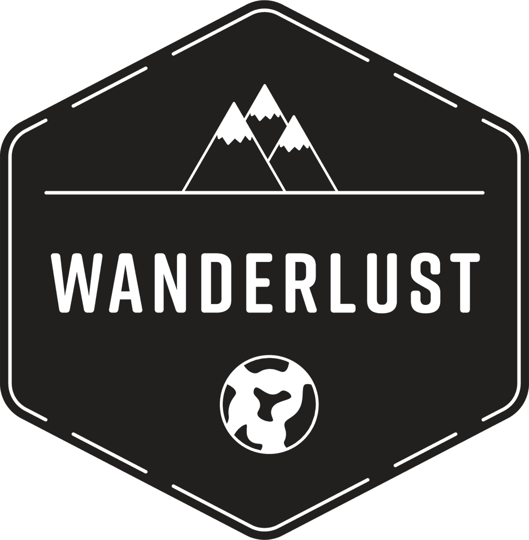 Transparent Wanderlust Sign with Mountain Icon for Travelers
