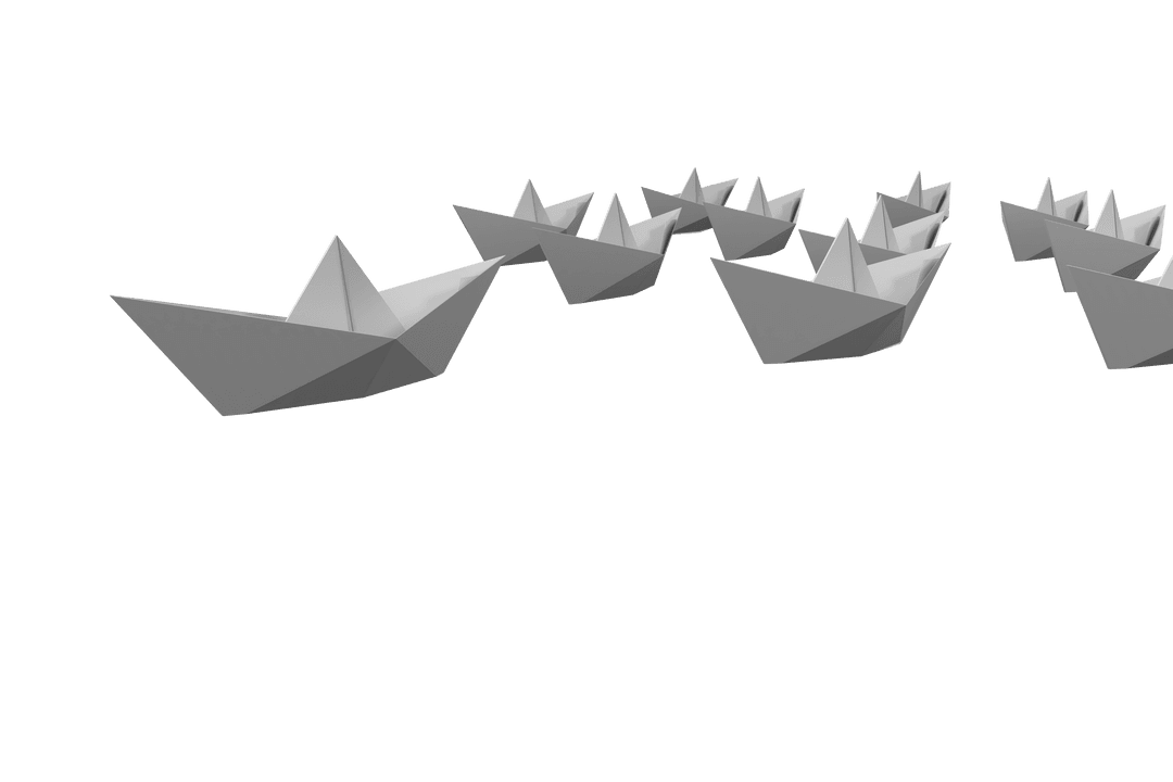 Origami Boats on Transparent Surface Inspiring Minimalist Art