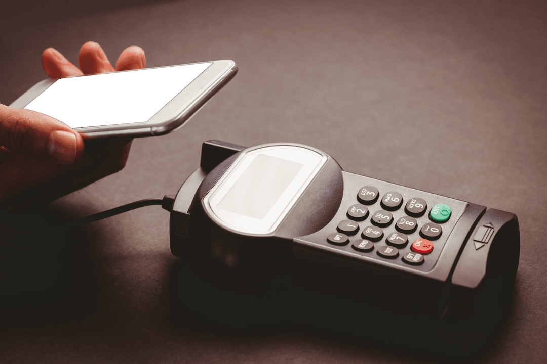 Contactless Phone Payment on Transparent Background