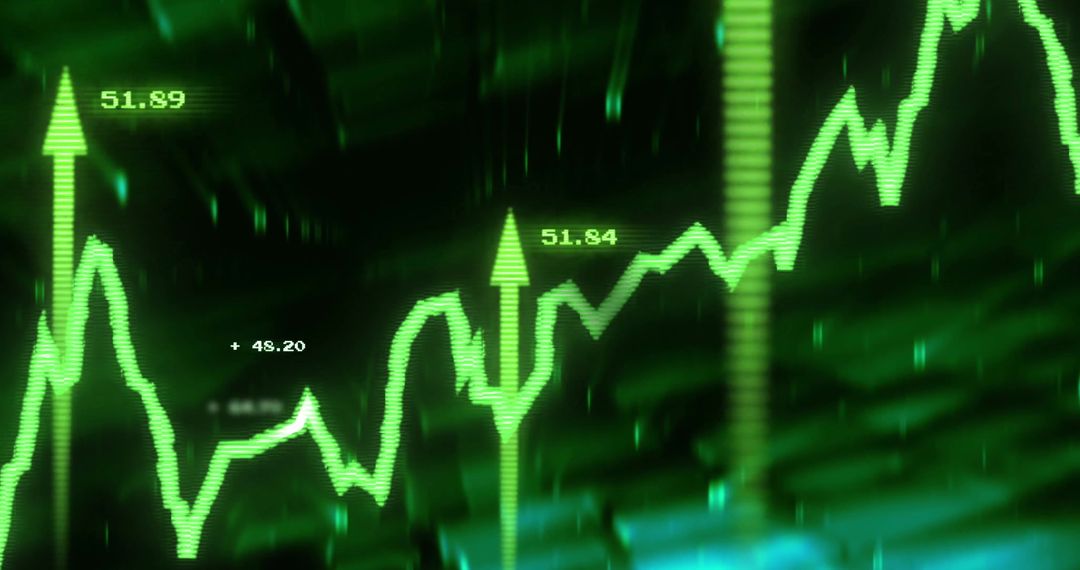 Dynamic Financial Growth Arrows on Digitized Display Interface