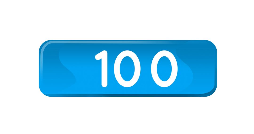 Blue Counter Reaching 100 on White Background